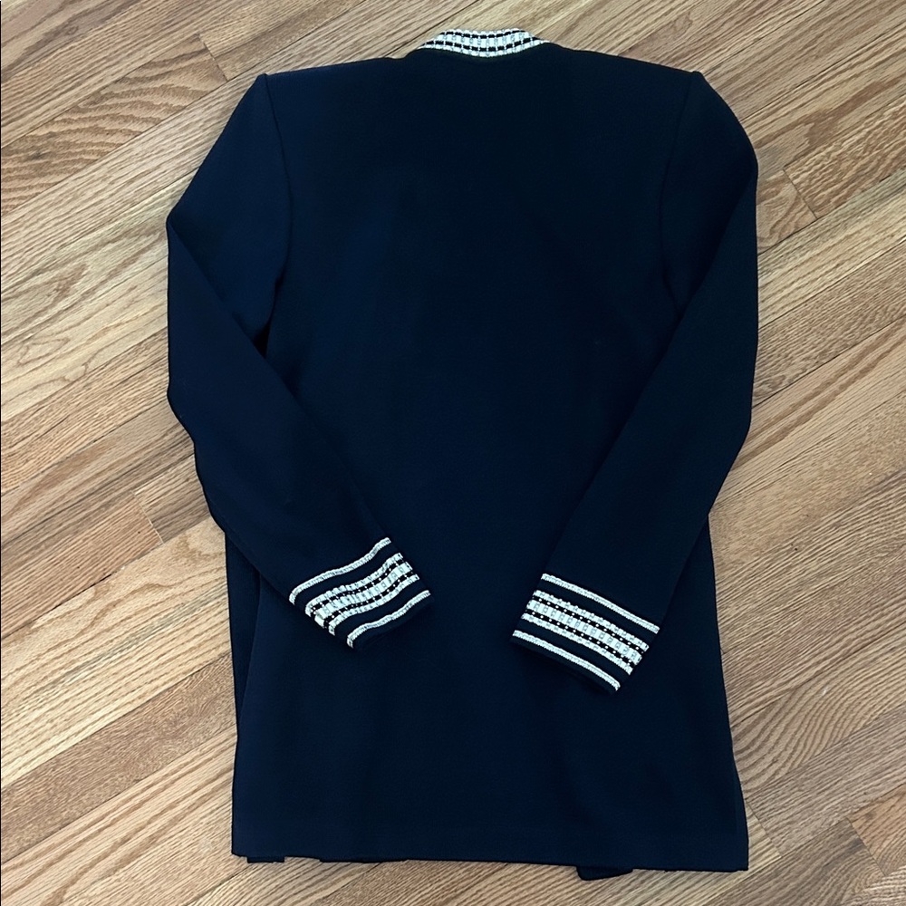 St. John Navy Knit Peacoat with Ivory Trim - Picture 4 of 4